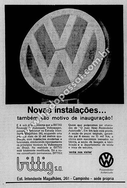 Anúncio da VW Bittig em 1968