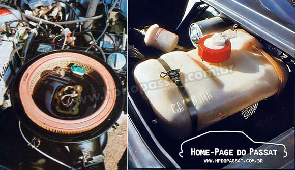 O novo (e descontinuado) motor 1.6 álcool. E seu substituto. - Home-Page do Passat Passat TS - Na admissão do ar, válvula do sistema (esq.). Reservatório de gasolina (dir.)