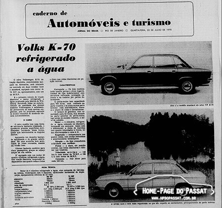 Quem diria... - Home-Page do Passat Matéria detalhada publicado pela mesmo jornal no dia 22 de julho de 1970.