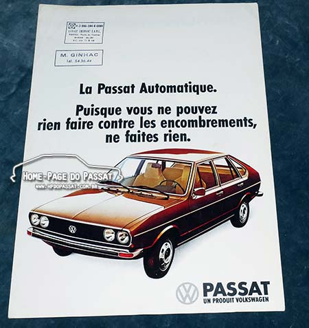 Passat automático 1974 - Home-Page do Passat Folder francês sobre o Passat automático